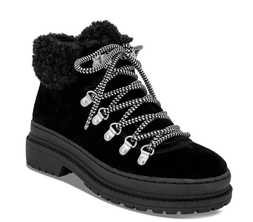 SPLENDID Women's Yvette Boots Black Suede Size 6 Snow Shearling Hiking NWOB